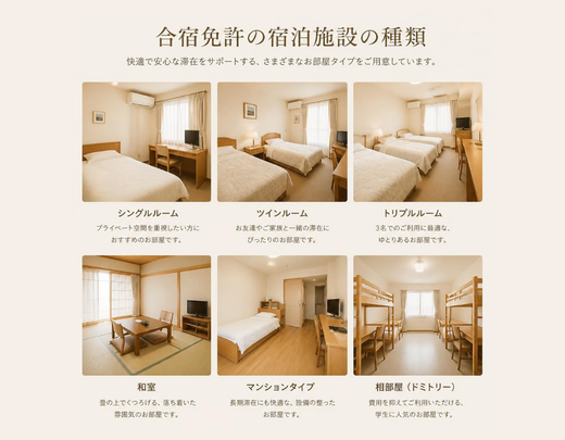 合宿免許の宿泊タイプ完全ガイド｜自分に合った部屋の選び方