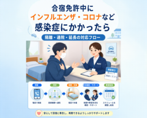 合宿免許中にインフルエンザ・コロナなど感染症にかかったら｜隔離・通院・延長の対応フロー